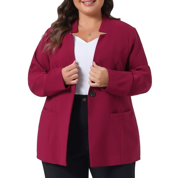 DARING DIVA Women's Plus Business Suit Blazer Work Black Jackets Burgundy 1X
