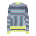 thumbnail image 4 of Yuyuzo Sweatshirt for Women Oversized Striped Crew Neck Long Sleeve Shirt Color Block Pullover Tops, 4 of 5