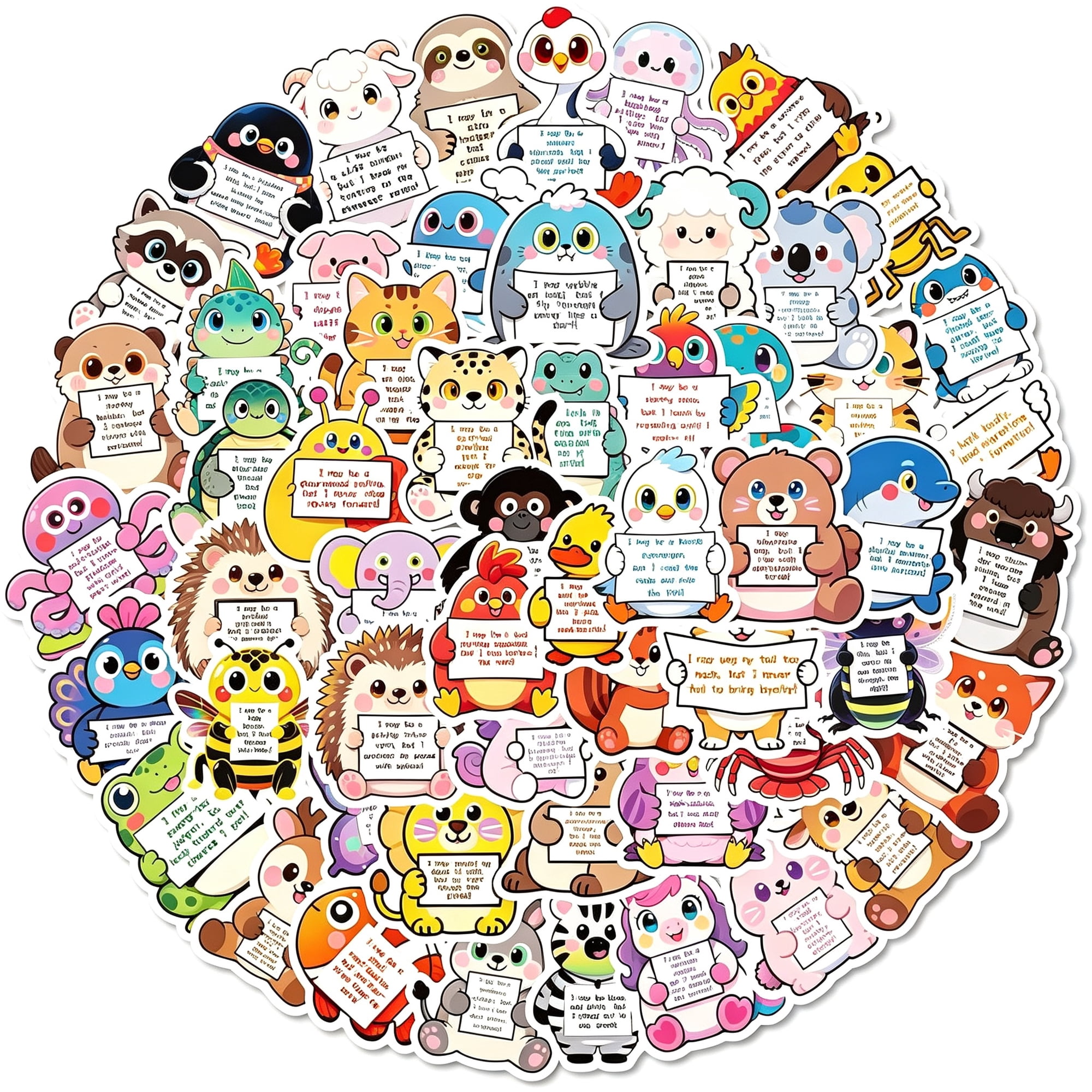 CCOCC 112 Pcs Positive Affirmation Animal Stickers for Kids | Cute Water Bottle Stickers; Motivational & Supportive; Bulk for Classroom Prizes Party Favors Prize Box Toys