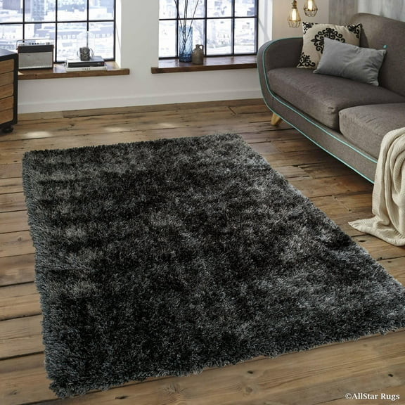 Allstar Grey High Density and High Quality High End Shaggy Area Rug. Very Soft Extra comfort (3' 8" x 5' 1")