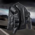 thumbnail image 2 of Men's Stand Collar Leather Motorcycle Jacket Lightweight Slim Fit Zip Up Outerwear Coat for Riding Workwear Men's Trench Coat Plus Size Winter Cardigan for Men, 2 of 8