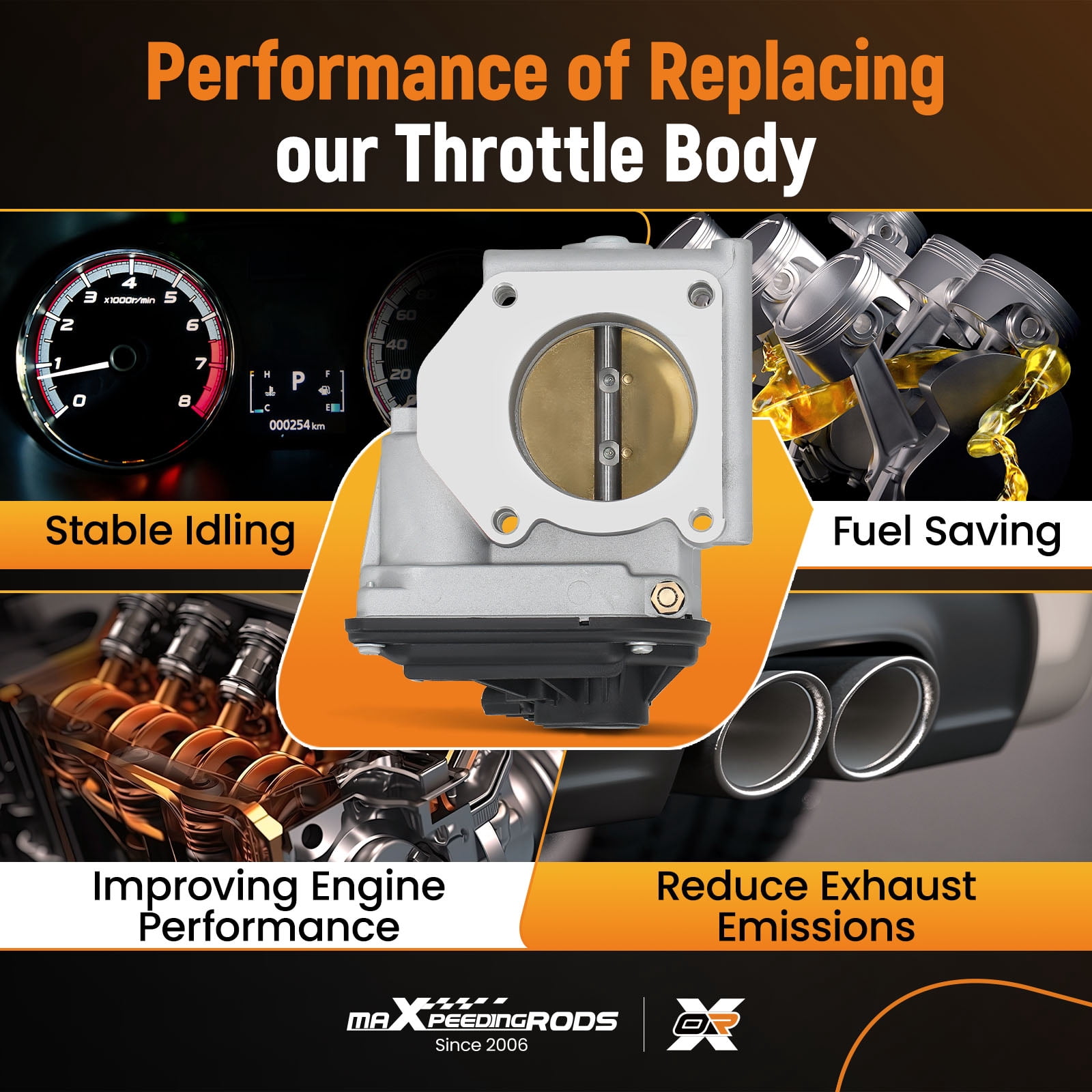 maXpeedingrods Electronic Throttle Body S20025 for Ford Five Hundred Freestyle 2005-2007, for Mercury Montego 2005-2007, 67-6008 67-6007 5F9Z9E926AA TB1016