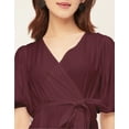 thumbnail image 5 of Moomaya Short Sleeve V Neck Solid Rayon Dress - Women's Casual Tiered Dress, 5 of 9