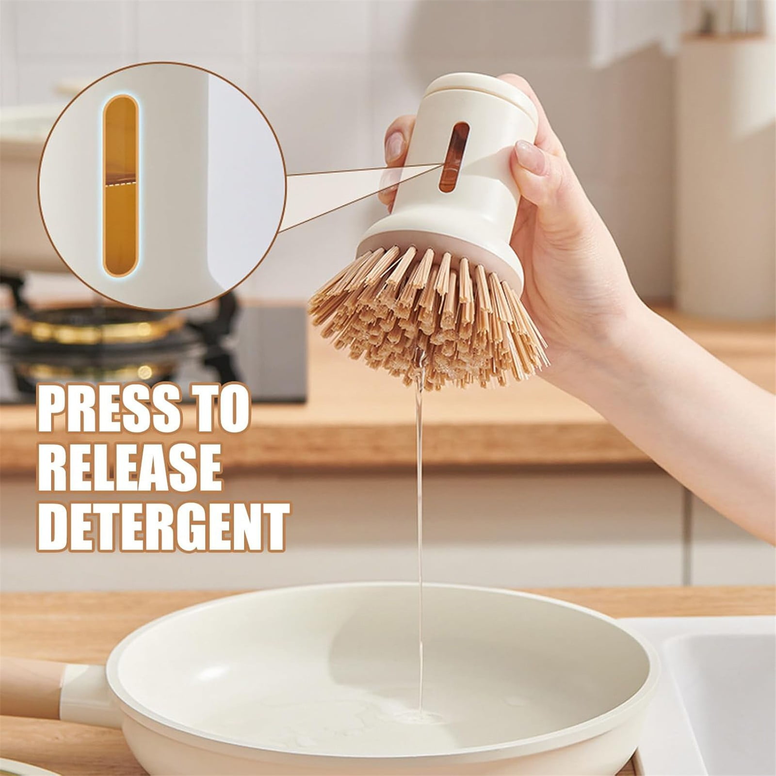 Yooci Liquid-Dispensing Dish Brush with Short Handle – Ergonomic Kitchen Cleaning Tool for Stubborn Stains(5PC)