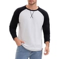 thumbnail image 4 of Camiseta de manga larga para hombre, color bloque, estilo casual, raglán, talla L, negro y blanco, 4 of 6