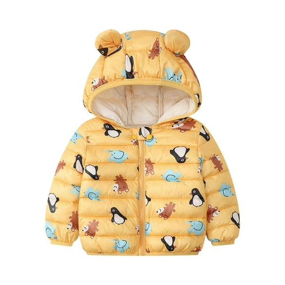 MHZLDYZ Baby Boys Girls Hooded Coat Toddler Kids Baby Girl Boy Bear Ear Puffer Jacket Winter Down Jacket Coat Infant Lightweight Outerwear (Yellow,110)