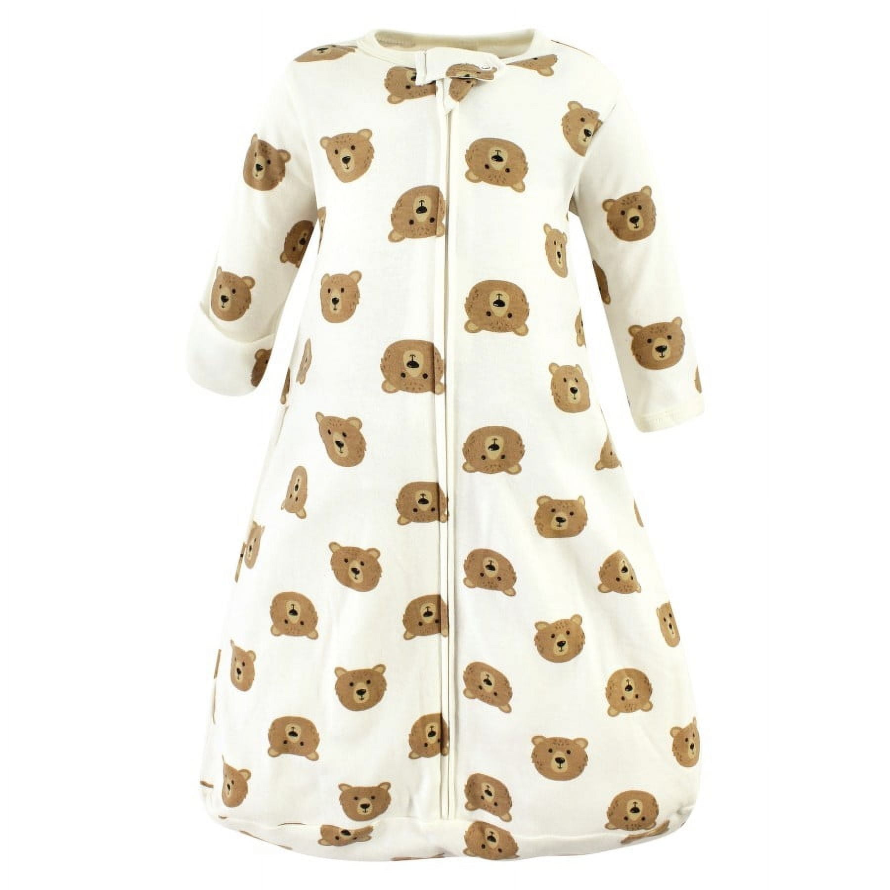 Hudson Baby Cotton Long-Sleeve Wearable Sleeping Bag, Sack, Blanket, Brown Bear Long Sleeve, 18-24 Months