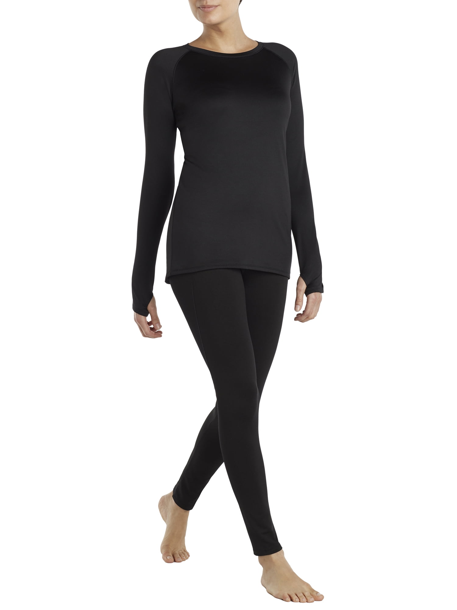 (1 pack) ClimateRight by Cuddl Duds Women's Plush Warmth Crew Neck Base Layer Top, Sizes XS to 4X