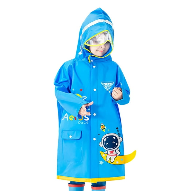 MIASHUI Imperméable pour Enfants Garçons Filles Poncho de Pluie Veste Imperméable Randonnée Camping Voyage Activités Scolaires, Bleu Foncé, L