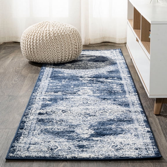 JONATHAN Y MODERN PERSIAN 2 x 8 Runner Rug, Alhambra Ornate Medallion - Navy/Ivory, MDP400C-28