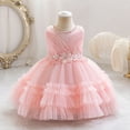 thumbnail image 2 of Dress for Girls Kids 3D Floral Puffy Tutu Sleeveless Birthday Pageant Performance Midi Dress Girl Dresses Light Pink 5-6Y, 2 of 3