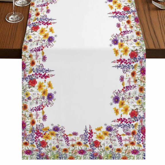Table Runners 120 Inches Long Dress Scarves, Purple Lavender Farmhouse Coffee/Dining/Kitchen Table Runner for Living Room, Watercolor Floral Daisy Botanical Spring 13x120 Inch