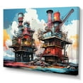 thumbnail image 2 of Designart "Abstract Fields Of Red And Blue Oil Rigs I" Oil Rigs / Fields Canvas Wall Art, 2 of 7