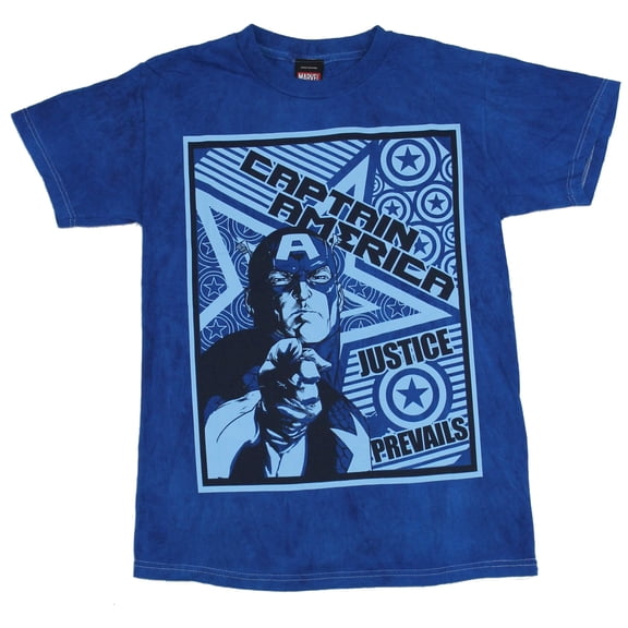 Captain America (Marvel) Mens T-Shirt -Justice Prevails Poster Style Image (Large)