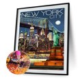 thumbnail image 2 of Taladro de diamante Vista nocturna de Nueva York 5D DIY Kits de pintura Decoración de pared redonda completa FLhrweasw Nuevo, 2 of 9