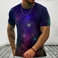 thumbnail image 6 of Penkiiy Galaxy Printed Shirt , Mens Vintage Casual Loose Short Sleeve Tee Tops 2XL Purple, 6 of 9