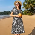 thumbnail image 4 of Saiise Pièces de Vélos Motif Robes d'Été pour Femmes T-Shirt Décontracté à Manches Courtes Robe Soleil Fleurie Couvre-Maillots de Plage avec Poches, 4 of 6