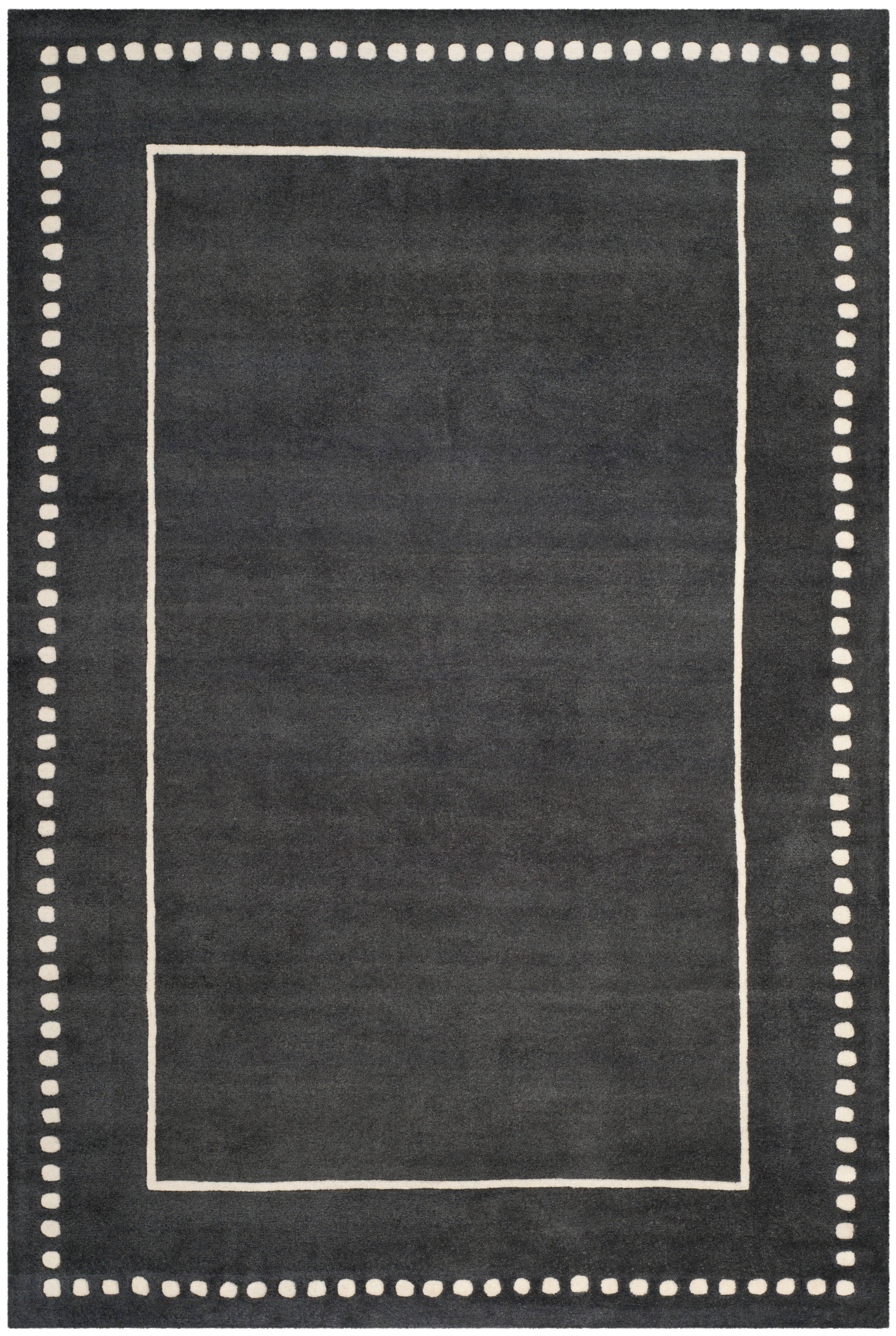SAFAVIEH Bella Danita Bordered Wool Area Rug, Dark Grey/Ivory, 5' x 8'