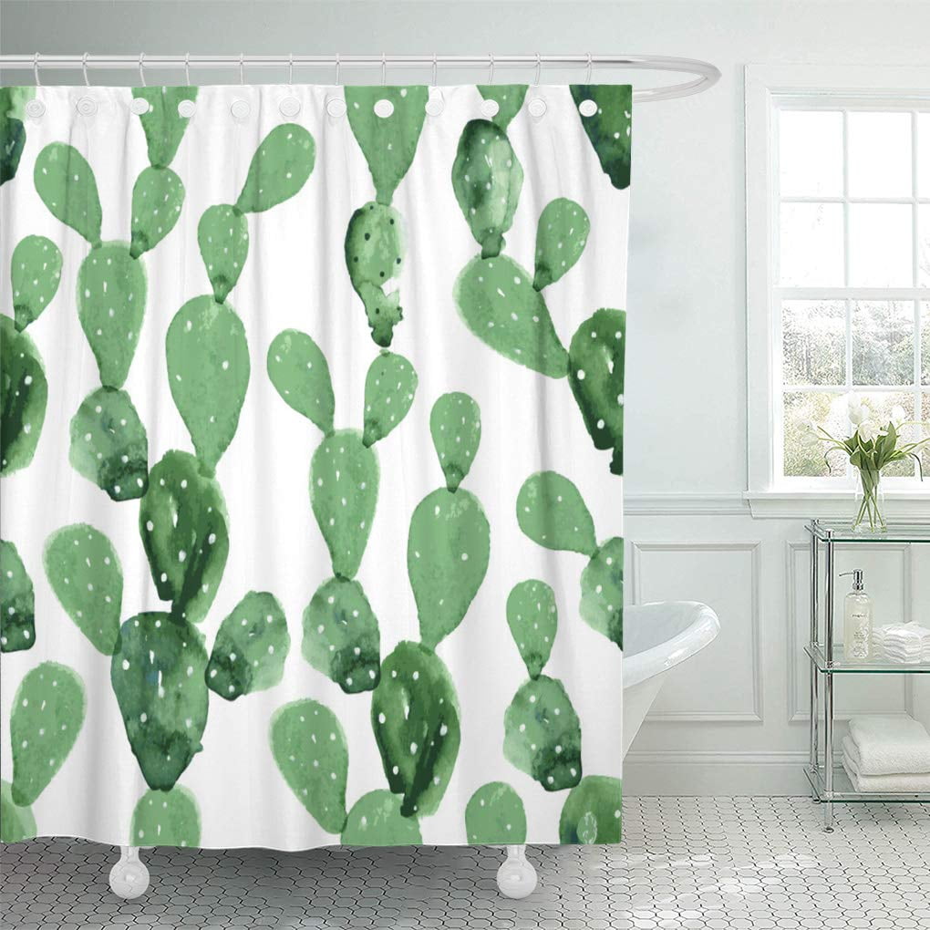 72X72" Wild Cactus Shower Curtain Agave Saguaro Prickly Pear Bath Mat Carpet 