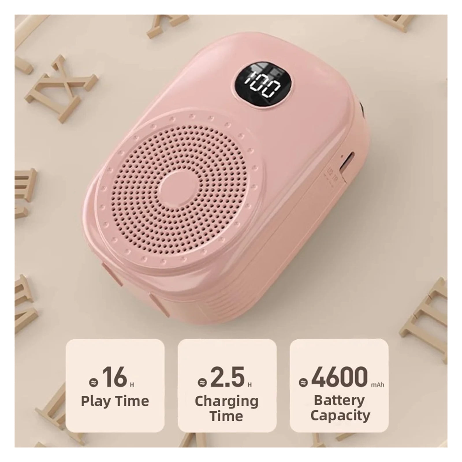 8W 4600mAh Wireless Voice Amplifier Multifunctional Portable Personal Voice Speaker With Microphone Display For Teachers Speech ,Powerful Voice Amplifier
