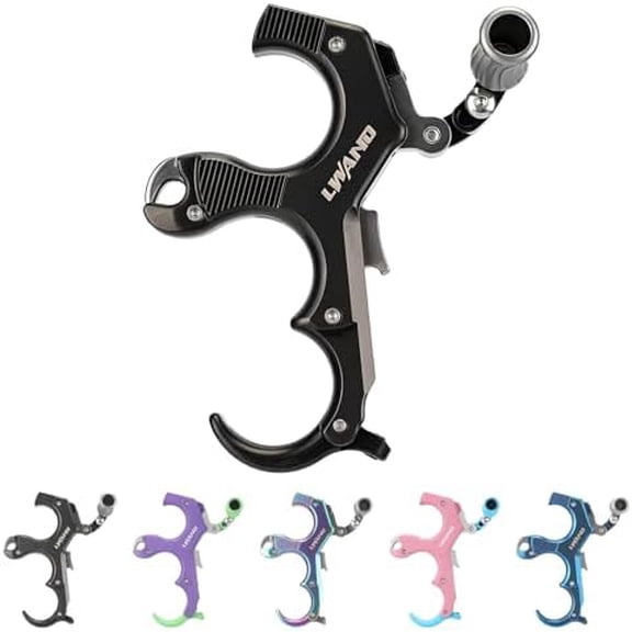Compound Bow Thumb Bow Release, 3&4 Finger Adjustable Aid Releaser Tool, Archery Release Aids Aluminum Alloy & Carbon Teel for Left and Right Handers (Electroplating Black)$$Other