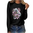 thumbnail image 1 of Leutsin T-shirt Blouse à Manches Longues Décontracté Ample à Col Rond Imprimé pour Femmes, 1 of 7