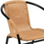 Flash Furniture Lila 4 Pack Beige Rattan Indoor-Outdoor Restaurant Stack Chair
