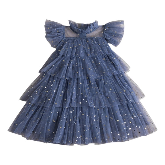 Posijego Girls Mesh Dresses Sparkly Sequin Tulle Sleeveless Dresses Birthday Party Princess Dresses 2-10 Years