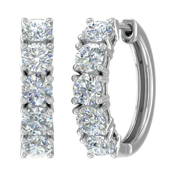 5 Carat Diamond Hoop Earrings in 14K White Gold - IGI Certified