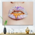 thumbnail image 2 of Designart ' Shining Woman Lips Covered With Rhinestones and Smudges ' Modern Canvas Wall Art Print, 2 of 4