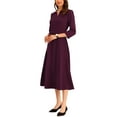 thumbnail image 4 of INSPIRE CHIC Women's Work Dress A Line 3/4 Sleeves Elegant Midi Dress XL Deep Purple, 4 of 5