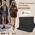 thumbnail image 4 of Loritta Women Crew Socks, Soft Cotton Dress Socks Pack Athletic Socks for Women, Size 9-11, 8 Pairs, 4 of 8