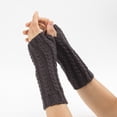 thumbnail image 2 of Vorkoi Knitted Fingerless Gloves for Women Winter Thumbhole Wrist Warmer Men Crochet Arm Warmers Hand Mittens, 2 of 5