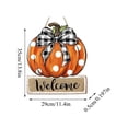 thumbnail image 2 of Halloween Pumpkin Welcome Hanging Sign With Polka‑Dot Bow, Fall Wooden Decor for Indoor & Outdoor Porch Holiday Displays, 2 of 5