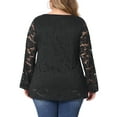 thumbnail image 4 of Unique Bargains Women's Plus Size Lace Blouse Sheer Elastic Cuff Layer Cross V Neck Tops 2X Black, 4 of 6