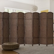 Jostyle Room Divider 6ft. Tall Extra Wide Privacy Screen, Folding Privacy Screens with Diamond Double-Weave Room dividers and Freestanding Room Dividers Privacy Screens(Mocha, 8-Panel)