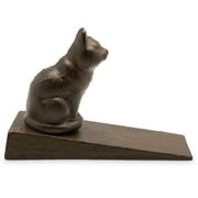 Trovety Cat Door Stopper: Rustic Cast Iron Decorative Accessory for Door Safety & Stylish Home Decor (Sitting Cat)