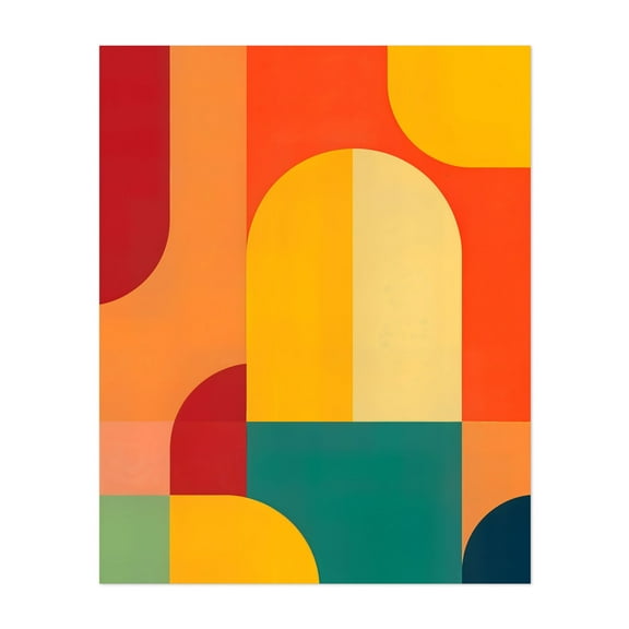 Color Archs - India Illustration Geometric Abstract Modern Art Mid-Century Modern Pattern Minimalist Unframed Wall Art Print 6 x 8 inches