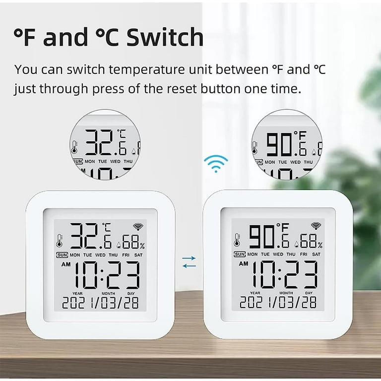 Flutesan 2 Pcs Smart Wireless Temperature Monitor Humidity Monitor Wireless  Hygrometer Thermometer Digital Room Compatible with APP Notification Alert