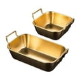 thumbnail image 4 of 2 bandejas de acero inoxidable Macarena para servir platos de fruta Oro, 4 of 8