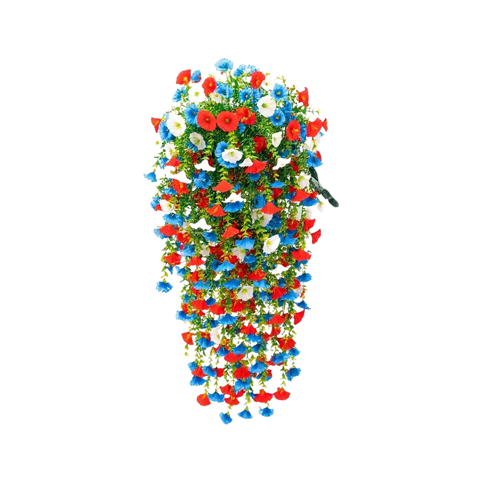 Red Blue White Flowers, Patriotic Artificial Hanging Plants, 4th of July 250th Anniversary Porch Decor Independence Day Floral Arrangement for Memorial Day Home Outdoor