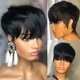 thumbnail image 2 of Pelucas humanas rectas de Bob corto de color natural con flequillo Peluca de corte de duendecillo de cabello virgen brasileño Peluca de cabello humano barato para mujeres negras Tan Jianjun unisex, 2 of 2