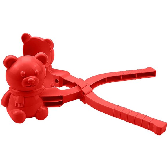 Bear Shaped Snow Snowball Maker Snow Clip Maker Winter Kids Toys Bear Shaped Snow Sand Mold Tool Outdoor (Small, Red)