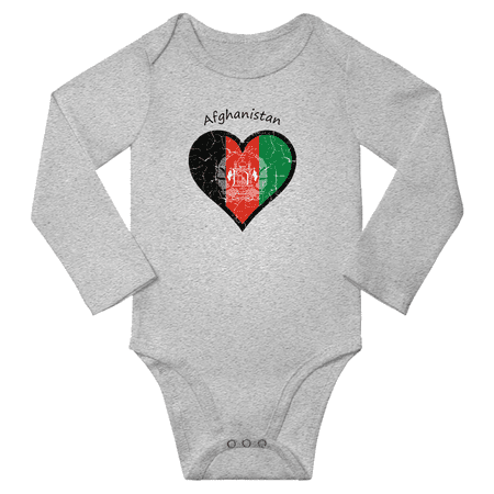 

Afghanistan Flag Heart Love Baby Long Sleeve Bodysuit (Gray 6 Months)