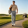 thumbnail image 6 of Mens Quick Dry Straight Leg Trousers Golf Dress Pants Slim Fit Casual Work Bottoms Gray 3XL, 6 of 8