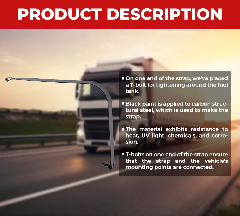 thumbnail image 4 of 2 Pack Fuel Tank Support Strap for A03-33883-002 Freightliner M2-106/112 Business Class - Steel Fuel Tank Strap Compatible w/ OEM: A03-33883-002, 4 of 8