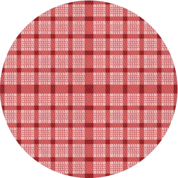 Ahgly Company Machine Washable Indoor Round Transitional Light Coral Pink Area Rugs, 7' Round