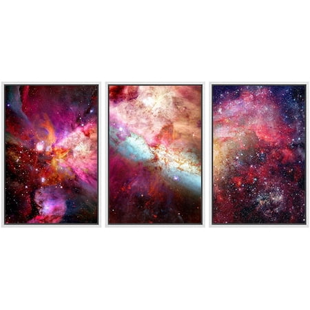 wall26 Framed Canvas Print Wall Art Set Purple Andromeda Star Galaxy Astronomy & Space Nature Digital Art Sci-Fi & Fantasy Decorative Landscape for Living Room Bedroom Office - 16 x24&
