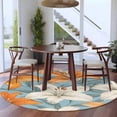 thumbnail image 4 of Lily Flower Round Area Rug 5 FT, Non Slip Bedroom Rugs, White Orange Blooms Floral Watercolor Blue Washable Soft Circular Carpet Non-Shedding Floor Mat for Kitchen Dining Room Foyer Balcony Dorm, 4 of 8