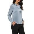 thumbnail image 4 of Allegra K Women's Satin Ruffle Tie Neck Long Sleeve Work Office Blouse Top, 4 of 6